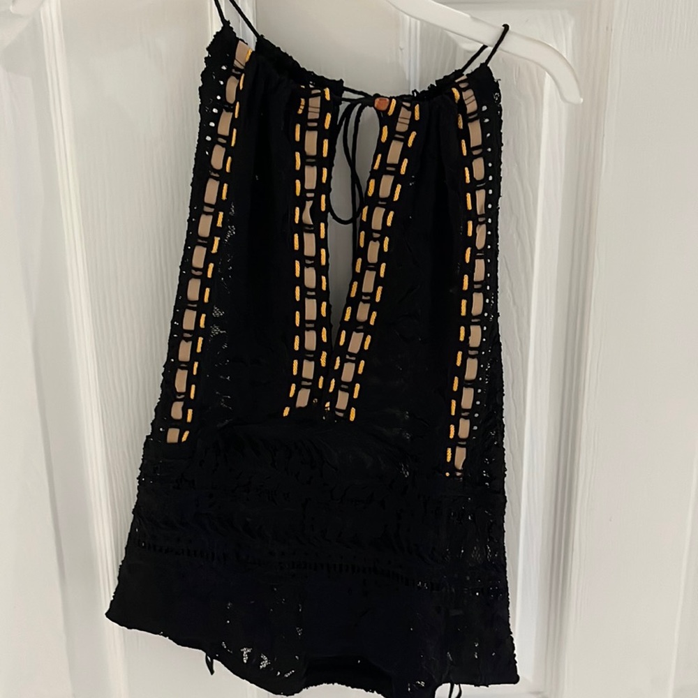 Free people black beaded shirt